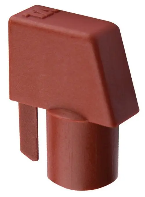 Roter Kunststoffschlüssel von IMI Hydronic Engineering, der zur Bedienung bestimmter Ventile dient. Kompakte Form mit abgerundetem Ende und zwei seitlichen Ausstanzungen.